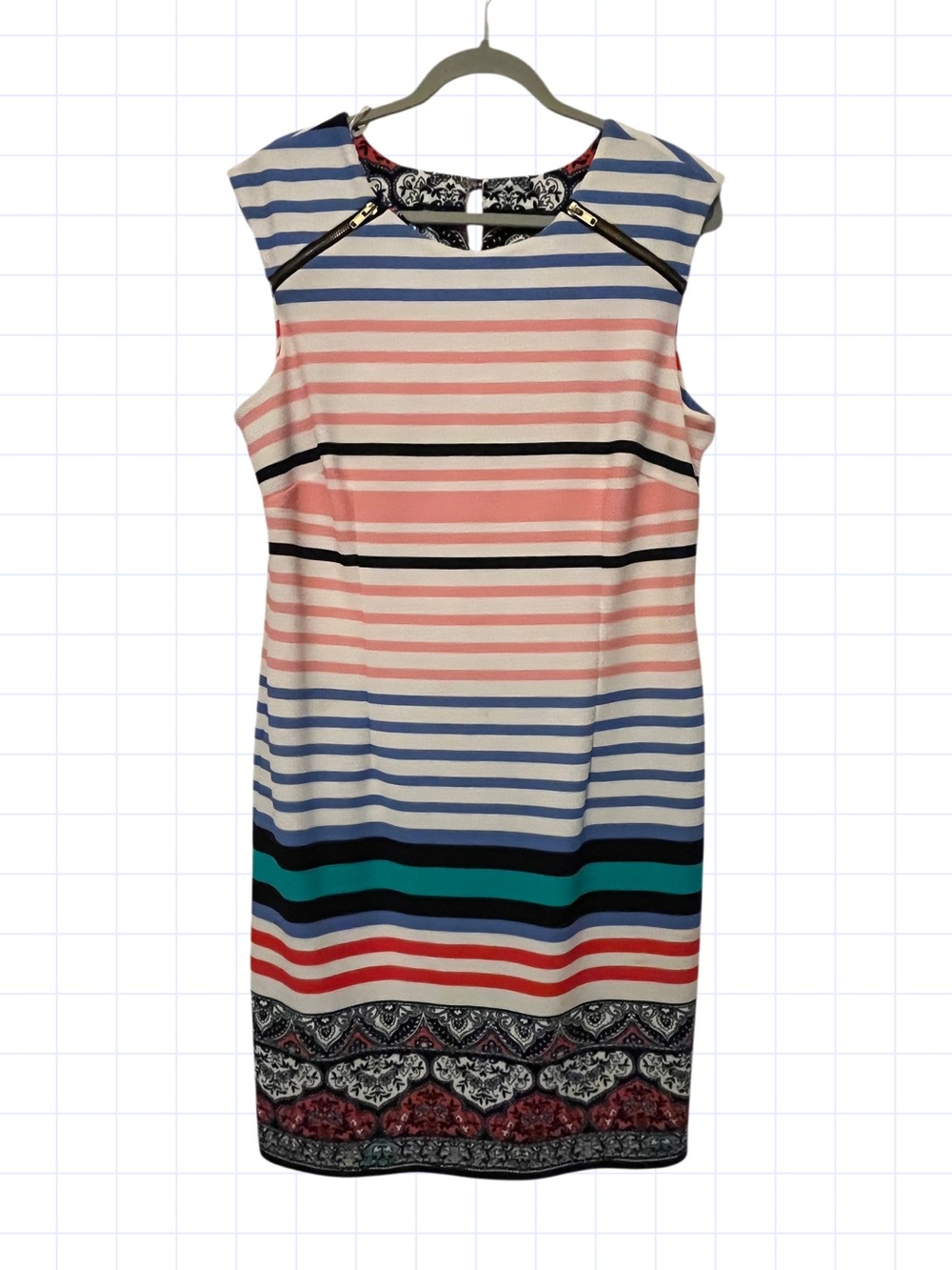 Calvin Klein Striped Skater Sleeveless Women’s Top in Pink, Blue and Black
